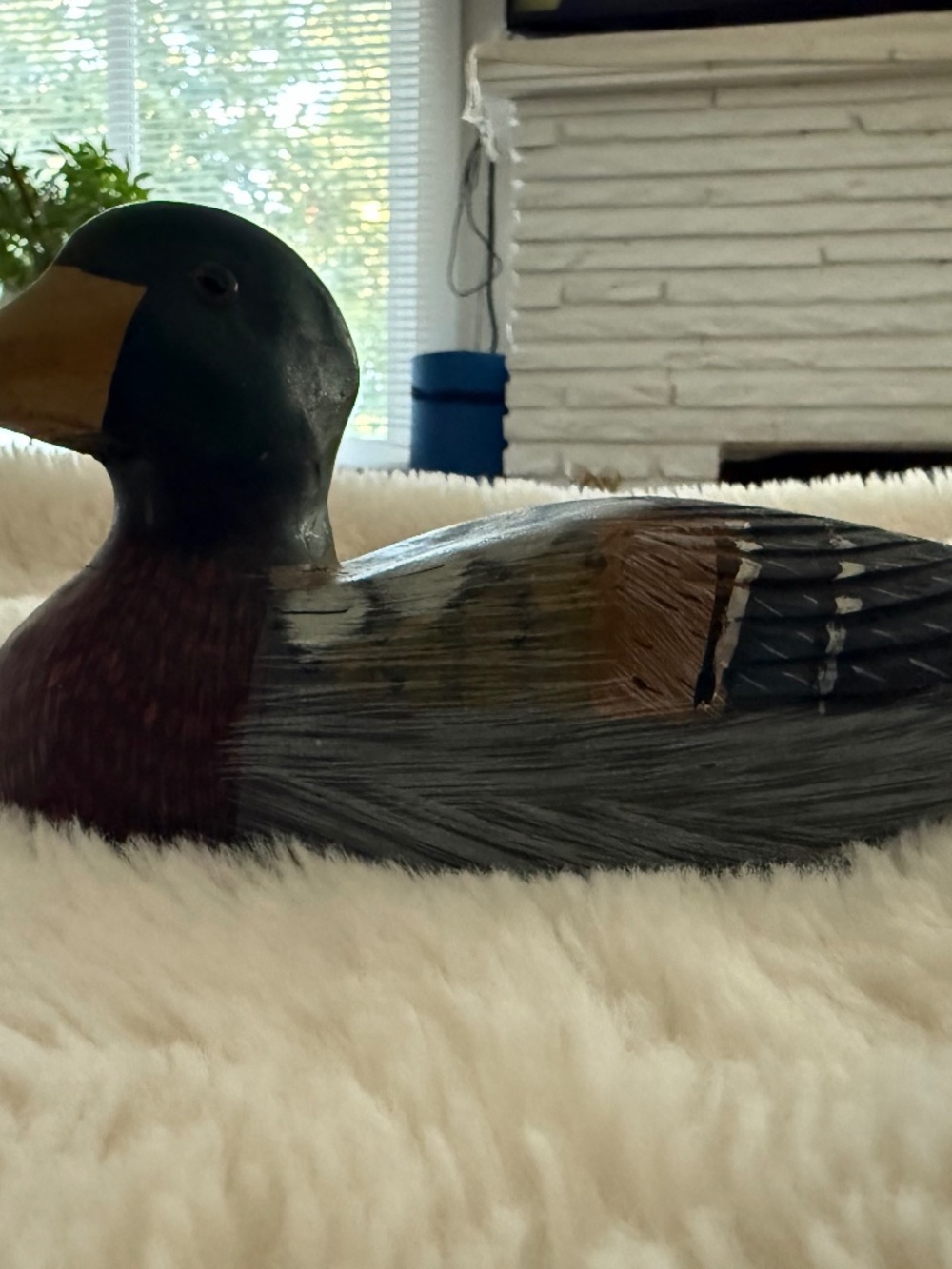 Vintage Hand Carved Wooden Mallard Duck Decoy - Hand Painted Folk Art Decor
